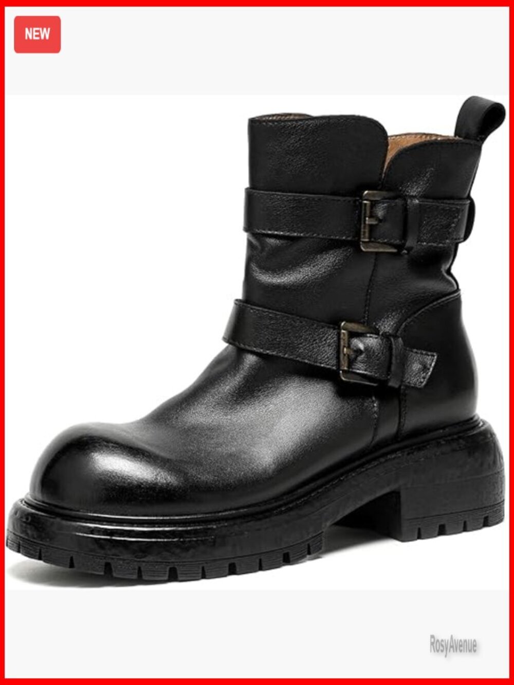Vintage Combat Ankle Boots Genuine Leather Motorcycle Shoes Non-Slip